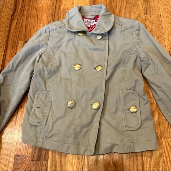 Juicy Couture Khaki Tan Military Jacket Double Button Size  14 Kids - Picture 2 of 11
